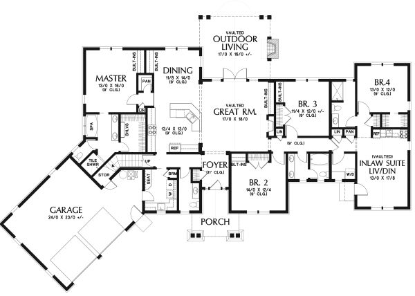Architectural House Design - Craftsman Floor Plan - Main Floor Plan #48-945