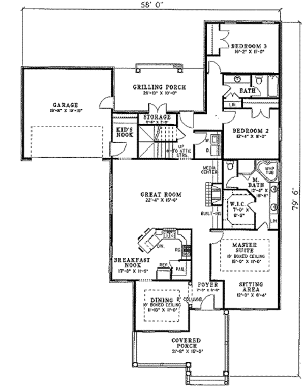 Architectural House Design - Country Floor Plan - Main Floor Plan #17-1102