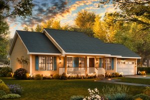 Exterior - Front Elevation 3 for Ranch House Plan #54-602 - 3 bed, 2 bath