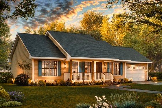 Exterior - Front Elevation 3 for Ranch House Plan #54-602 - 3 bed, 2 bath