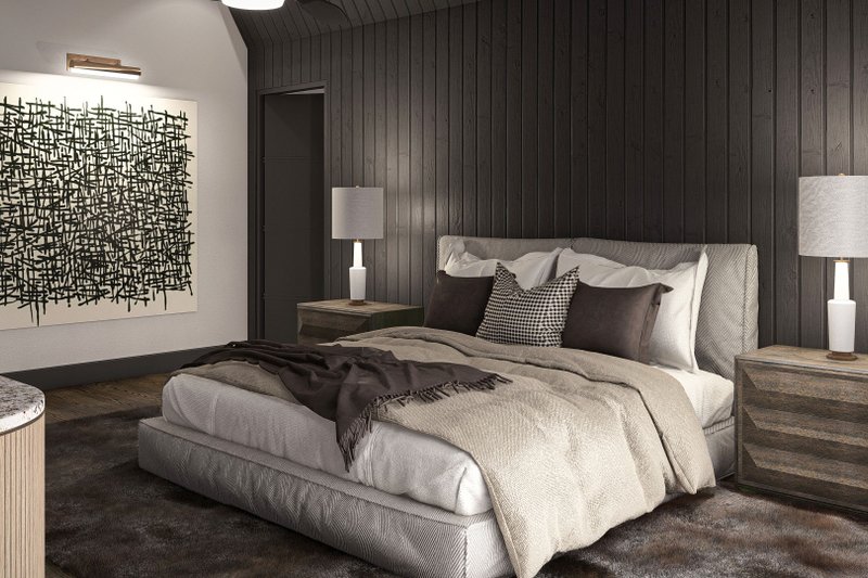 House Blueprint - Interior - Master Bedroom 1 for Cabin House Plan #455-484 - 3 bed, 2 bath