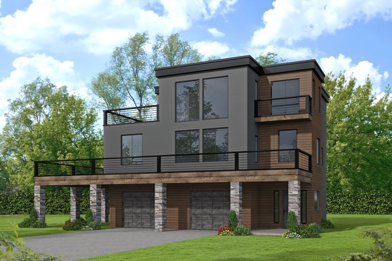 Architectural House Design - Contemporary Exterior - Front Elevation Plan #117-1005