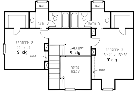 Floor Plan - Upper Floor for Victorian House Plan #410-266 - 3 bed, 3.5 bath