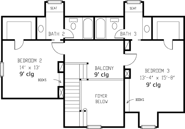 Architectural House Design - Victorian Floor Plan - Upper Floor Plan #410-266