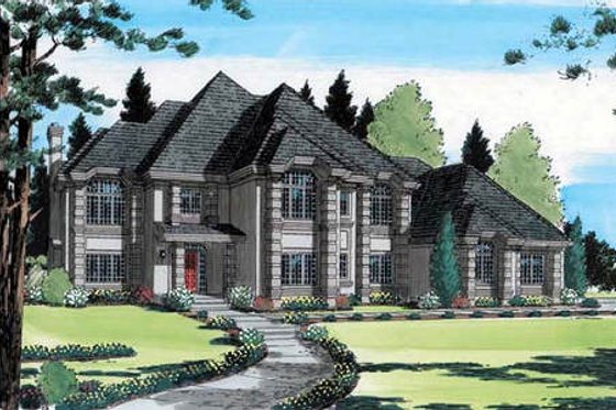 Exterior - Front Elevation for European House Plan #312-389 - 5 bed, 2.5 bath