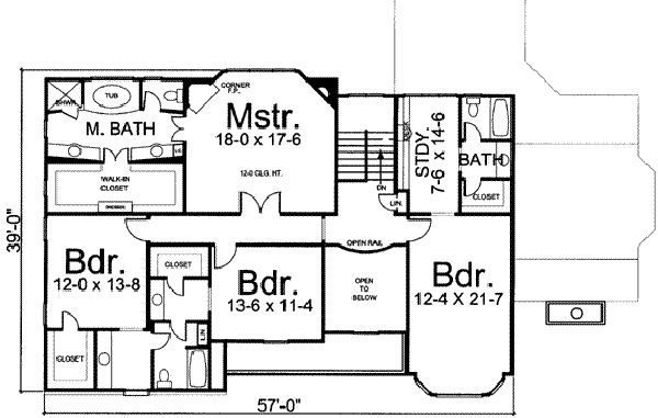 Architectural House Design - European Floor Plan - Upper Floor Plan #119-136