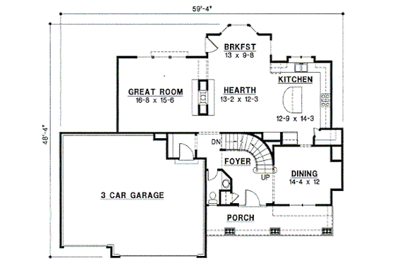 Floor Plan - Main Floor for Modern House Plan #67-731 - 4 bed, 3 bath
