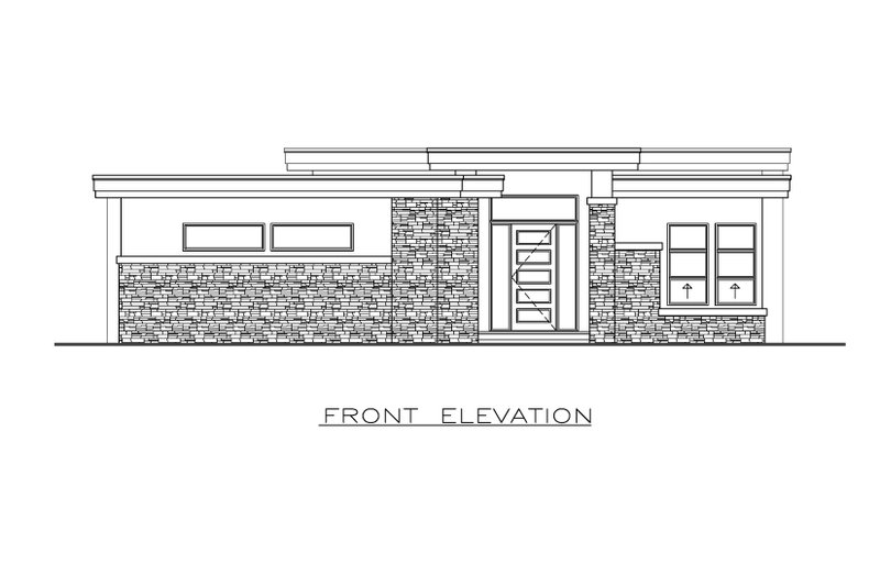 House Blueprint - Exterior - Front Elevation 3 for Modern House Plan #1100-20 - 2 bed, 1.5 bath