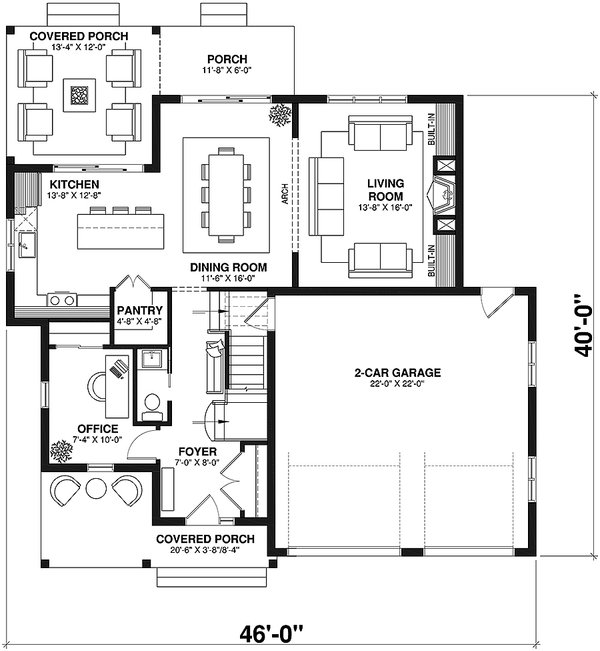 House Blueprint - Farmhouse Floor Plan - Main Floor Plan #23-2841