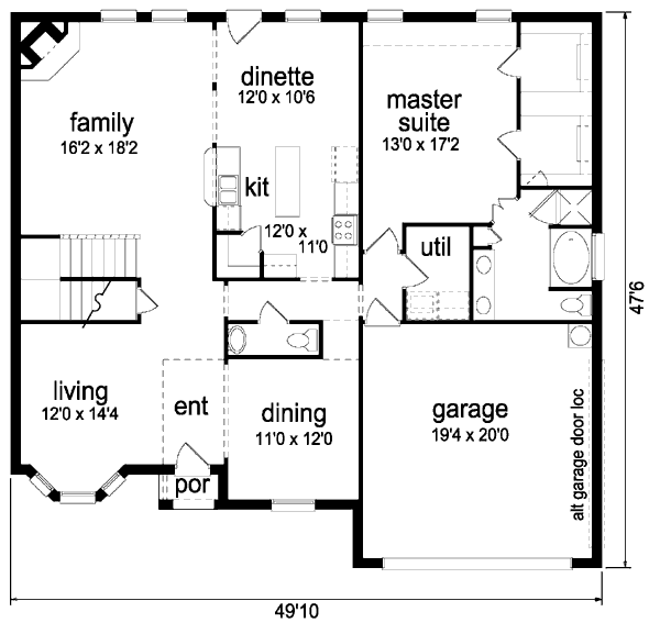 Home Plan - Traditional Floor Plan - Main Floor Plan #84-386