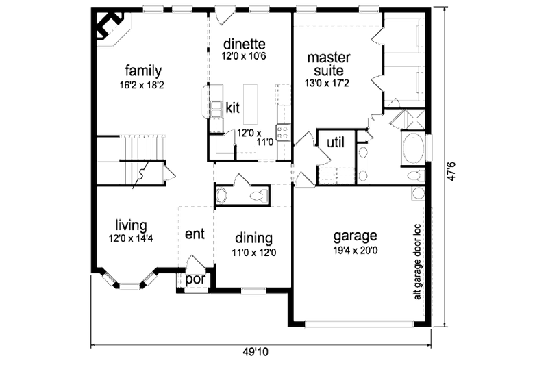 Home Plan - Floor Plan - Main Floor for Traditional House Plan #84-386 - 5 bed, 2.5 bath
