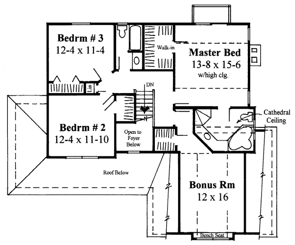 Traditional Floor Plan - Upper Floor Plan #75-138