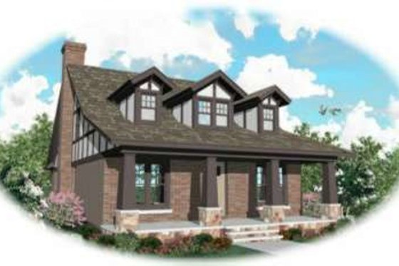 Exterior - Front Elevation for Tudor House Plan #81-420 - 4 bed, 3 bath