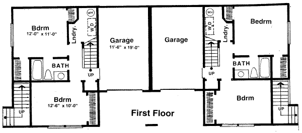 Floor Plan - Main Floor for Traditional House Plan #303-126 - 2 bed, 2 bath