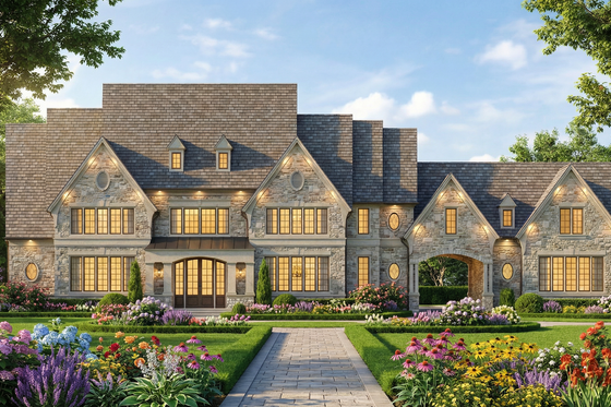 Exterior - Front Elevation 6 for European House Plan #119-242 - 4 bed, 4.5 bath