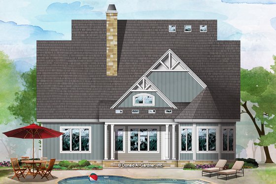 Exterior - Rear Elevation for Craftsman House Plan #929-1061 - 5 bed, 4.5 bath