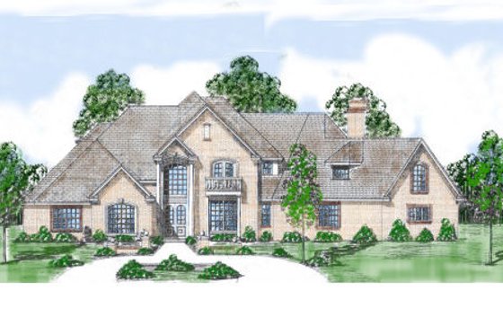 Exterior - Front Elevation for European House Plan #52-198 - 4 bed, 4.5 bath