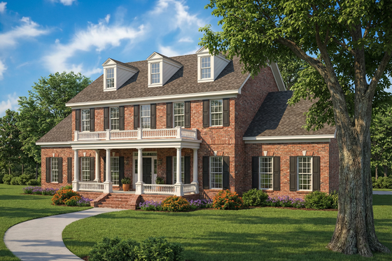Exterior - Front Elevation for Southern House Plan #17-227 - 5 bed, 3.5 bath