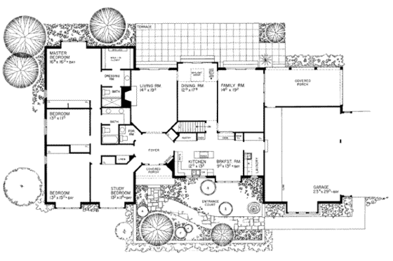 Floor Plan - Main Floor for Traditional House Plan #72-157 - 3 bed, 2.5 bath