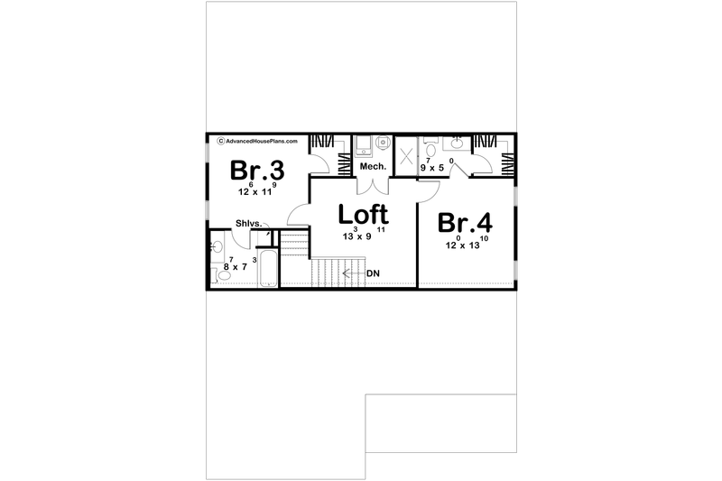 Architectural House Design - Floor Plan - Upper Floor for Craftsman House Plan #455-795 - 4 bed, 4 bath