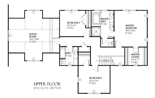 Craftsman Floor Plan - Upper Floor Plan #901-74