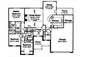 Ranch style house plans, main level floor plan