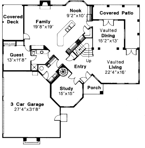 Mediterranean Floor Plan - Main Floor Plan #124-645