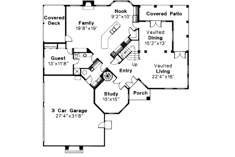 Home Plan - Floor Plan - Main Floor for Mediterranean House Plan #124-645 - 4 bed, 3 bath