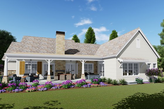 Exterior - Rear Elevation for Farmhouse House Plan #1069-19 - 3 bed, 4 bath