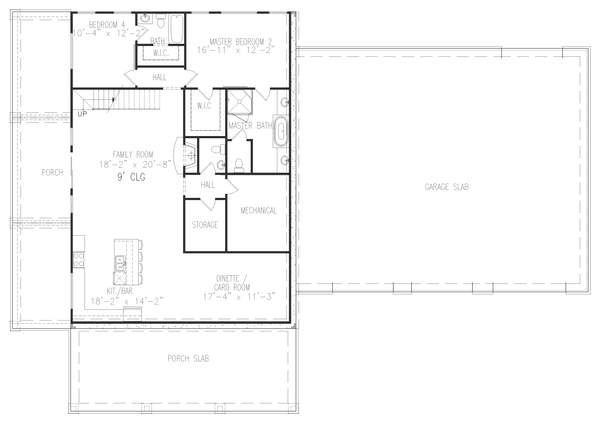 Craftsman Floor Plan - Lower Floor Plan #54-500