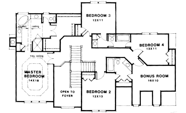 Southern Floor Plan - Upper Floor Plan #129-131