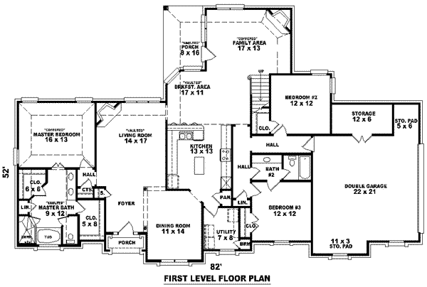 Floor Plan - Main Floor for European House Plan #81-1176 - 4 bed, 3 bath