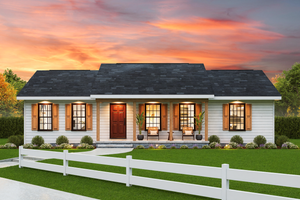 Ranch Exterior - Front Elevation Plan #54-651