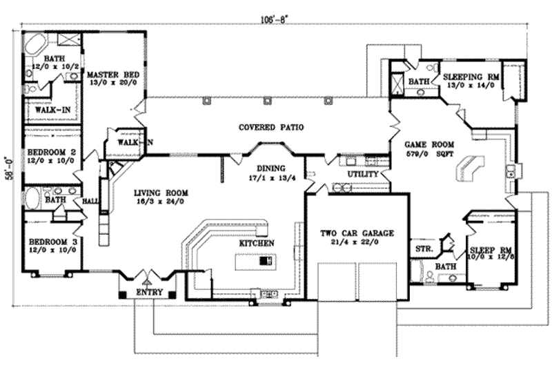 Dream House Plan - Floor Plan - Main Floor for Mediterranean House Plan #1-1026 - 5 bed, 4 bath