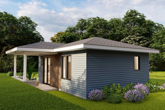 Exterior - Rear Elevation for Prairie House Plan #124-1357 - 1 bed, 1 bath