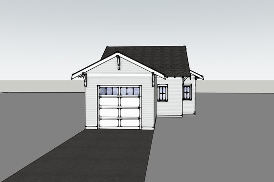 Exterior - Rear Elevation 1 for Bungalow House Plan #1105-18 - 2 bed, 1 bath
