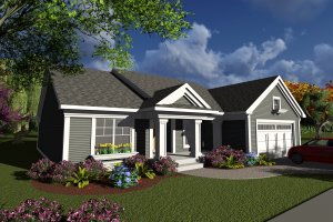 Ranch Exterior - Front Elevation Plan #70-1237