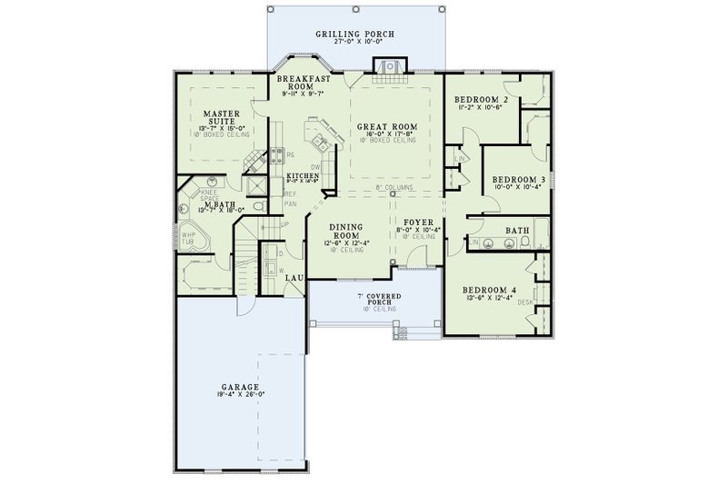 Home Plan - Floor Plan - Main Floor for Traditional House Plan #17-3294 - 4 bed, 2 bath