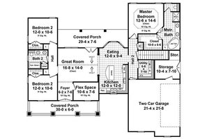 Floor Plan - Main Floor for Craftsman House Plan #21-353 - 3 bed, 2 bath