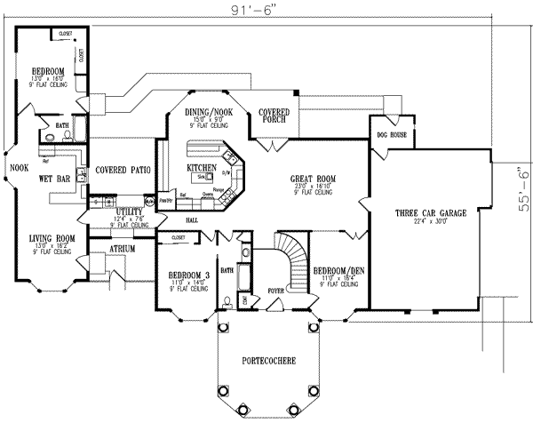 Adobe / Southwestern Floor Plan - Main Floor Plan #1-835