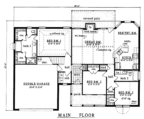 House Design - Country Floor Plan - Main Floor Plan #42-167