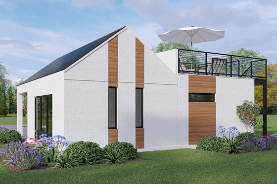 Exterior - Rear Elevation for Modern House Plan #472-450 - 1 bed, 1.5 bath
