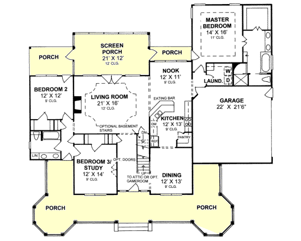 Architectural House Design - Country Floor Plan - Main Floor Plan #20-289