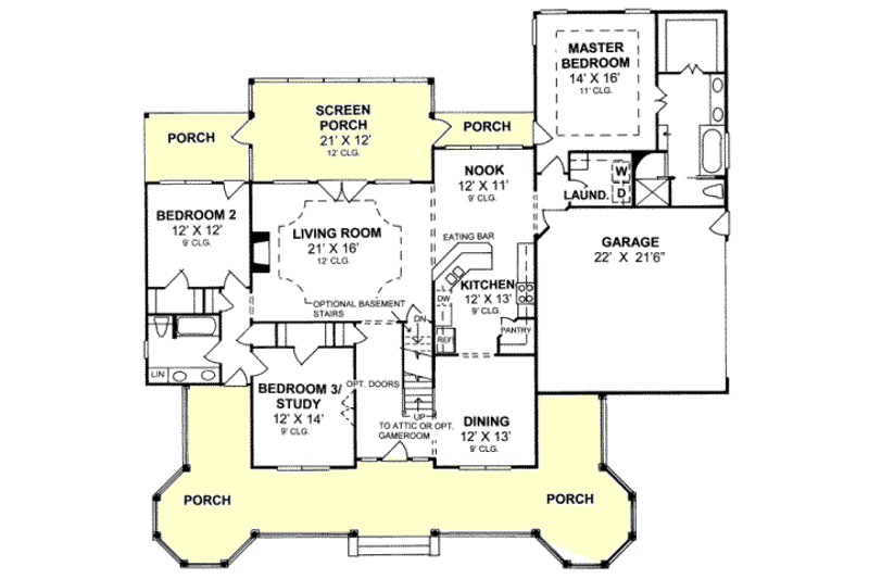 Dream House Plan - Floor Plan - Main Floor for Country House Plan #20-289 - 4 bed, 3 bath