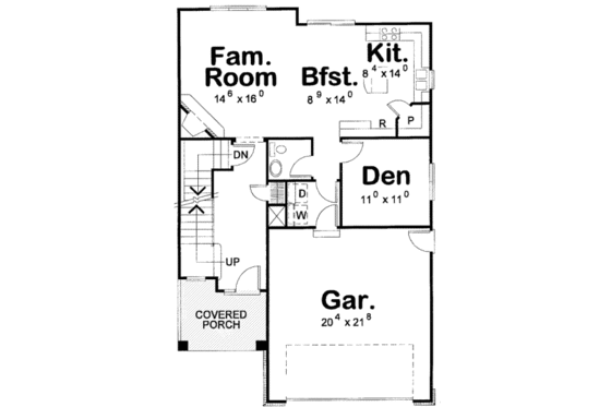 Floor Plan - Main Floor for Traditional House Plan #20-1667 - 3 bed, 3 bath