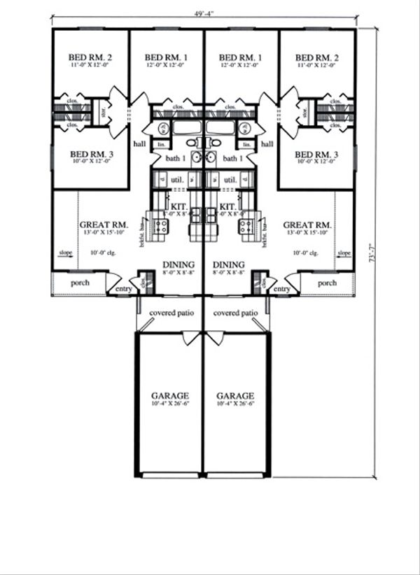 House Blueprint - Country Floor Plan - Main Floor Plan #42-374