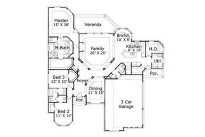 Floor Plan - Main Floor for European House Plan #411-406 - 3 bed, 2.5 bath