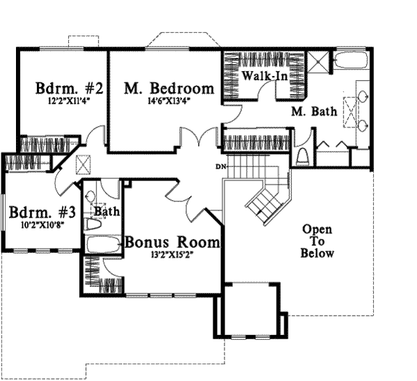 Traditional Floor Plan - Upper Floor Plan #78-173