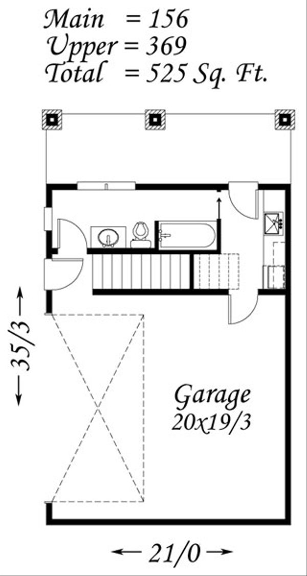 Craftsman Style House Plan 1 Beds 1 Baths 525 Sq/Ft Plan