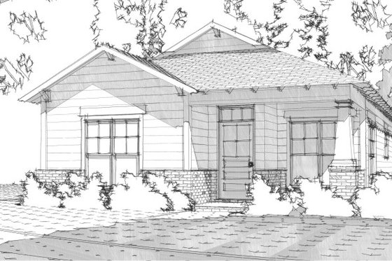 Exterior - Front Elevation for Bungalow House Plan #63-188 - 3 bed, 2 bath